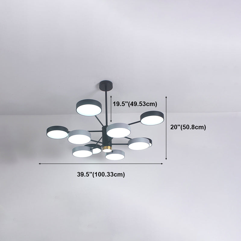 Round Shape Chandelier Modern Macaroon Iron Down Lighting Pendant for Living Room
