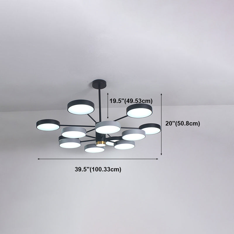 Round Shape Chandelier Modern Macaroon Iron Down Lighting Pendant for Living Room