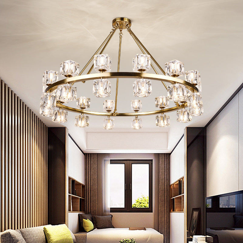 Nordic Multi Head Chandelier Light Fixtures Glass Gold Hanging Chandelier for Restaurant