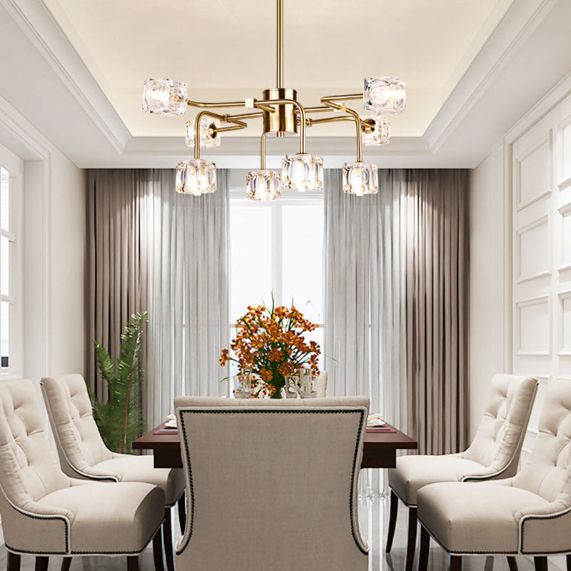 Nordic Multi Head Chandelier Light Fixtures Glass Gold Hanging Chandelier for Restaurant