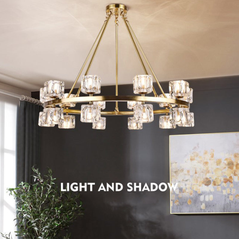 Nordic Multi Head Chandelier Light Fixtures Glass Gold Hanging Chandelier for Restaurant