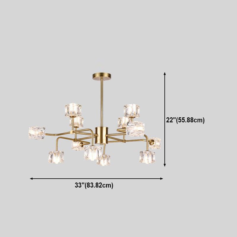 Nordic Multi Head Chandelier Light Fixtures Glass Gold Hanging Chandelier for Restaurant