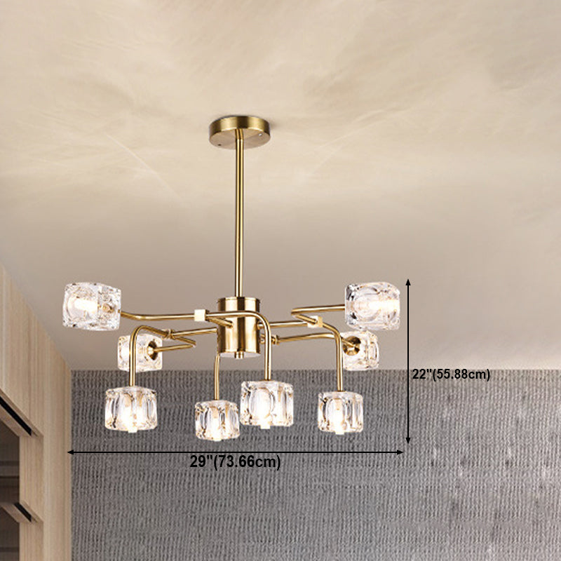 Nordic Multi Head Chandelier Light Fixtures Glass Gold Hanging Chandelier for Restaurant