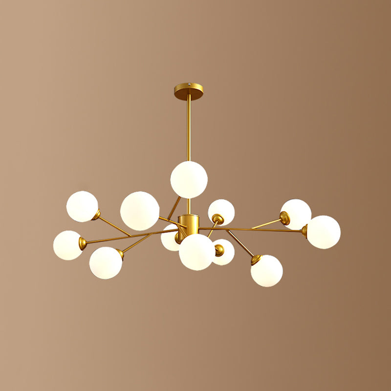 Contemporary Gold Frame Chandelier Light Fixtures Glass Hanging Chandelier for Bedroom