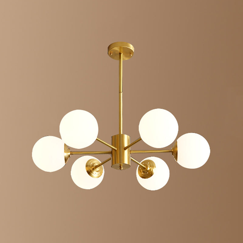 Contemporary Gold Frame Chandelier Light Fixtures Glass Hanging Chandelier for Bedroom