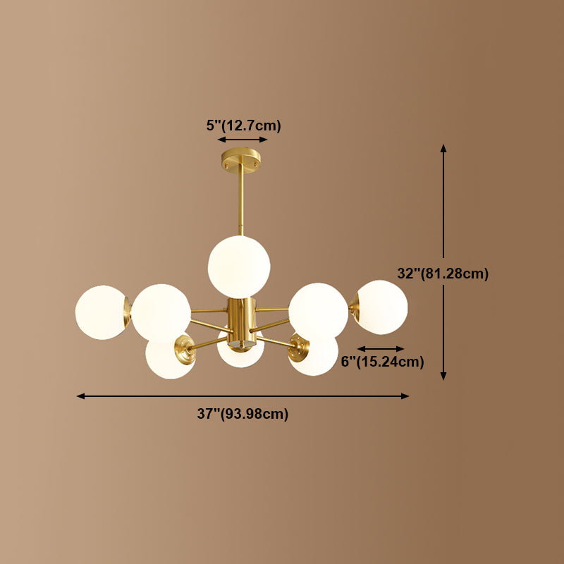 Contemporary Gold Frame Chandelier Light Fixtures Glass Hanging Chandelier for Bedroom