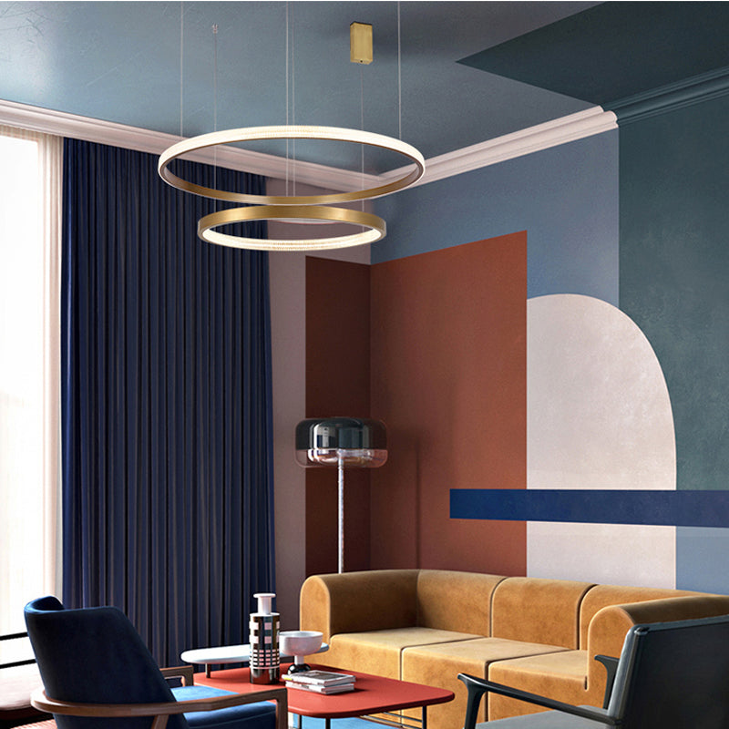 Circle Shade Metal Chandelier Lights Modern Chandelier Lighting Fixtures in Gold