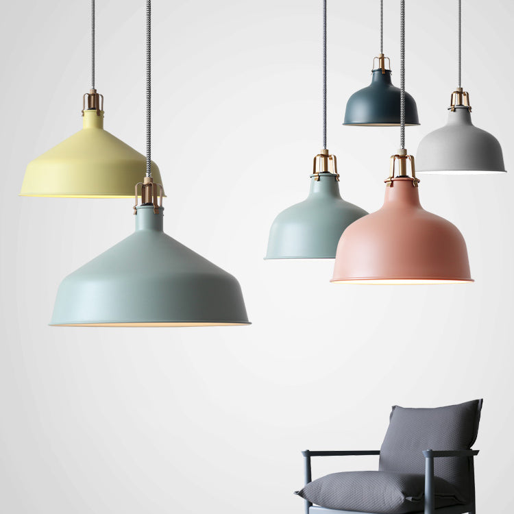 Round Shape Metal Hanging Light Nordic Macarons 1-Light Hanging Light Fixtures