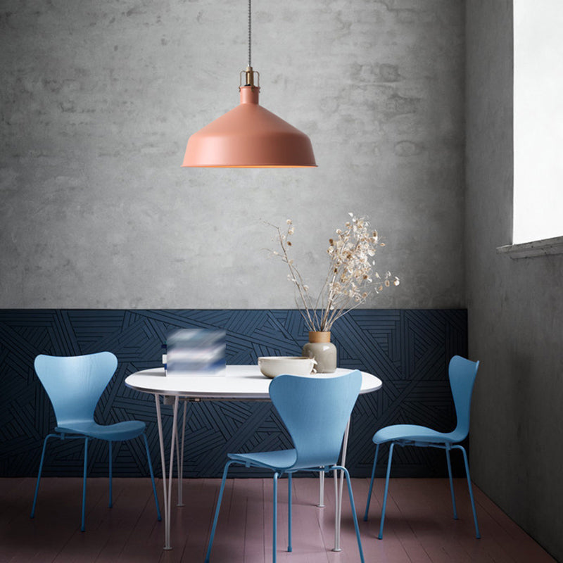 Round Shape Metal Hanging Light Nordic Macarons 1-Light Hanging Light Fixtures