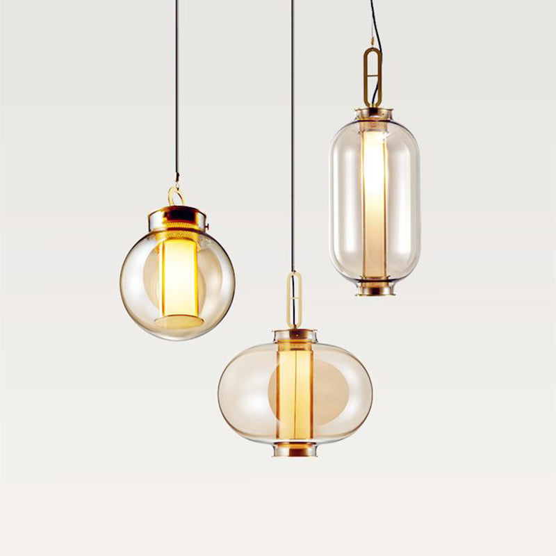 Geometric Hanging Lights Industrial Style Glass 1 Light Pendant Light Kit