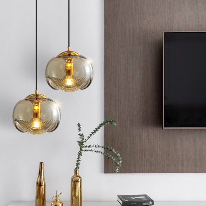 Spherical Shape Hanging Light Modern Style Glass Multi Light Hanging Lamp for Living Room