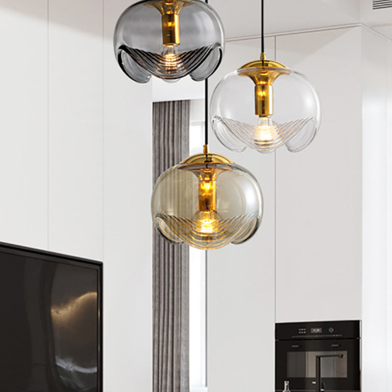 Spherical Shape Hanging Light Modern Style Glass Multi Light Hanging Lamp for Living Room