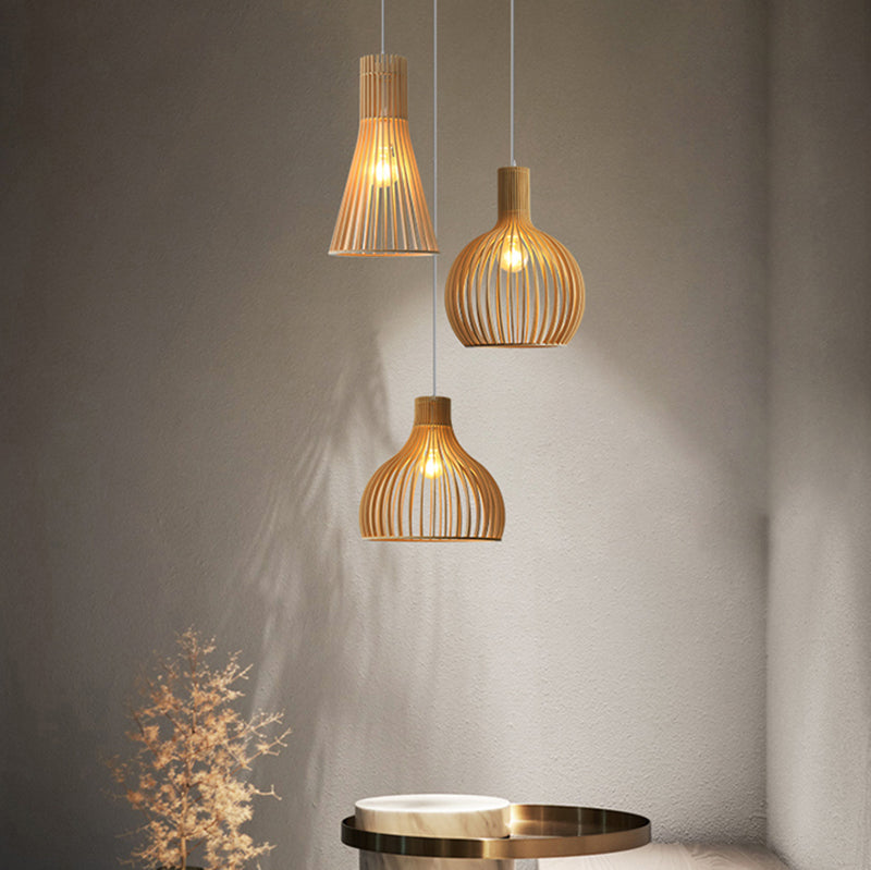 Geometric Shape Wood Hanging Light Modern Style 1 Light Hanging Light Fixtures in Brown