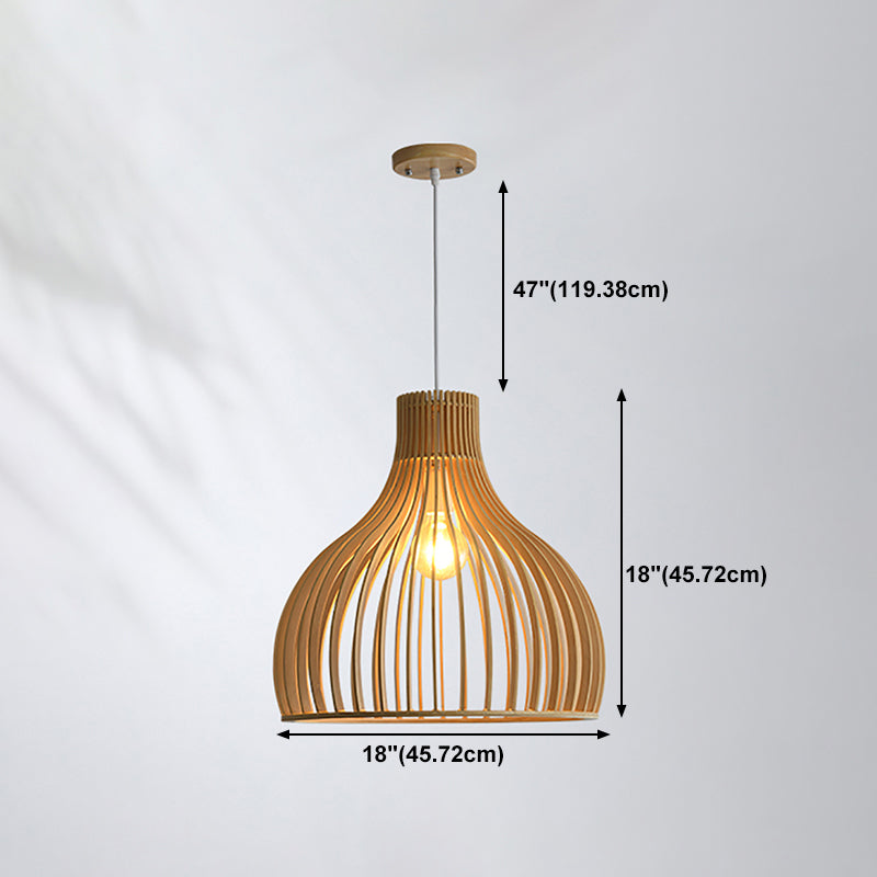 Geometric Shape Wood Hanging Light Modern Style 1 Light Hanging Light Fixtures in Brown