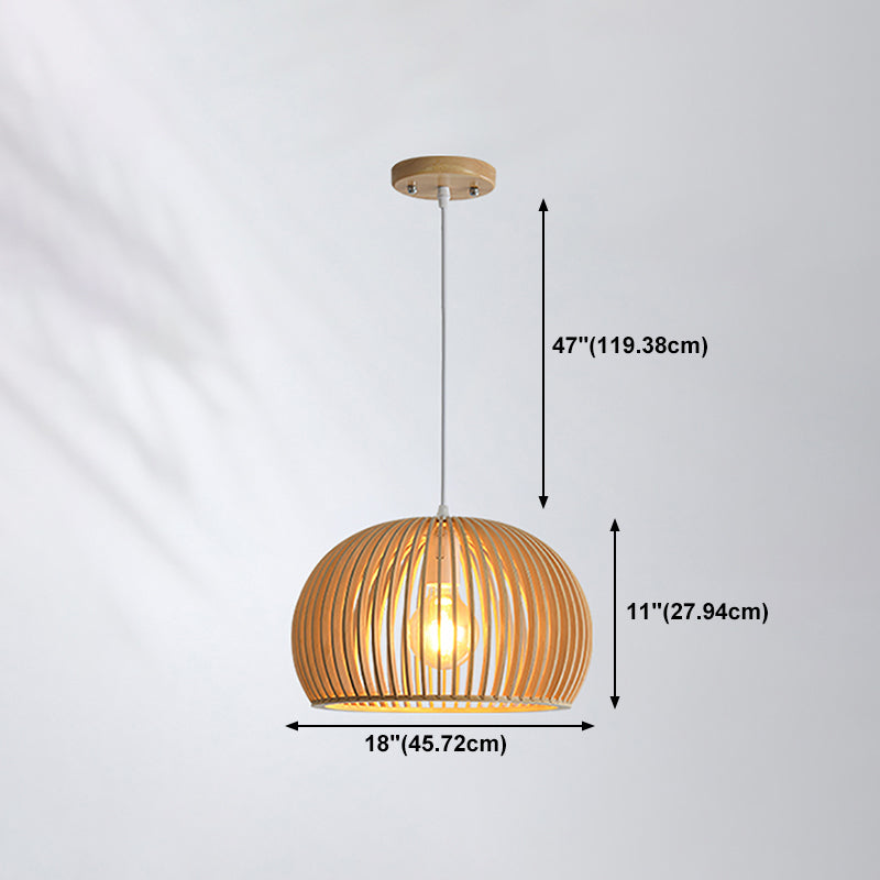 Geometric Shape Wood Hanging Light Modern Style 1 Light Hanging Light Fixtures in Brown