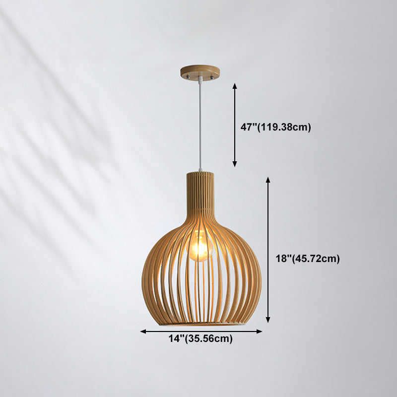 Geometric Shape Wood Hanging Light Modern Style 1 Light Hanging Light Fixtures in Brown