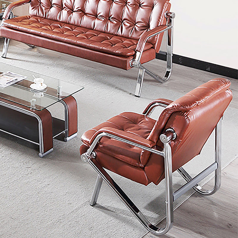 Stainless Steel Classic Industrial Tufted Split-Back Sofa 35.43"High Tuxedo Arm Sofa