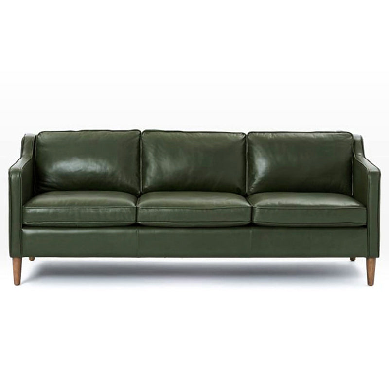 Industrial Faux Leather Loose Back Sofa with Solid Color Sloped Arms