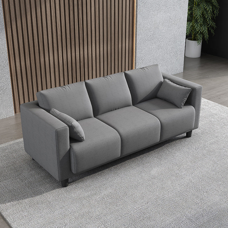 Loose Back Linen Square Arm Modern Sofa with Slipcover for Living Room