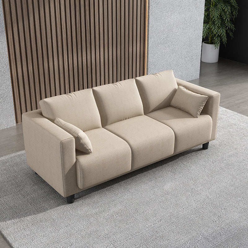 Loose Back Linen Square Arm Modern Sofa with Slipcover for Living Room