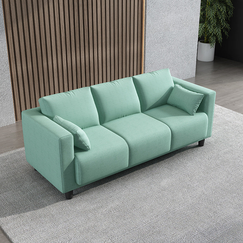 Loose Back Linen Square Arm Modern Sofa with Slipcover for Living Room