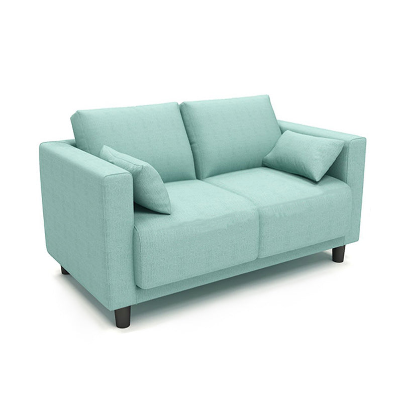 Loose Back Linen Square Arm Modern Sofa with Slipcover for Living Room