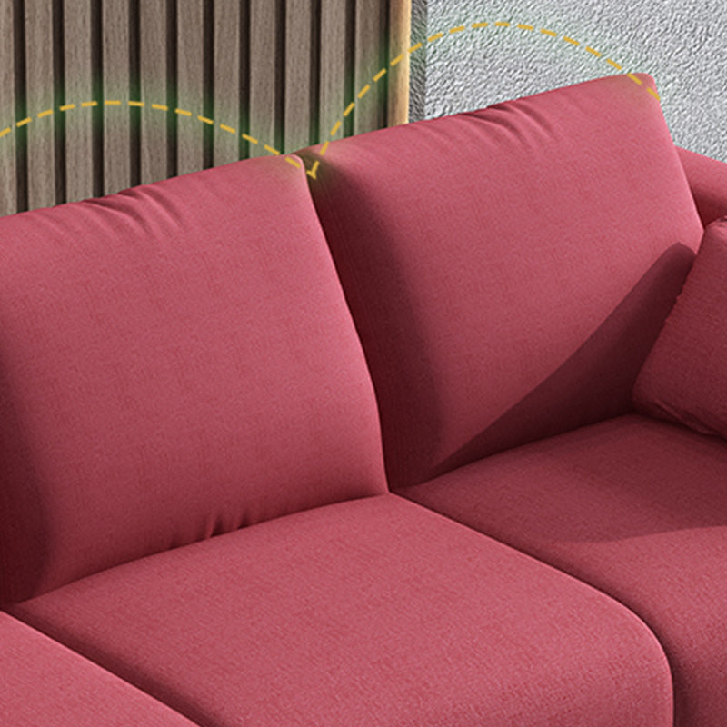 Loose Back Linen Square Arm Modern Sofa with Slipcover for Living Room