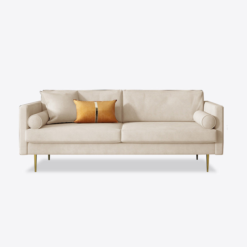 Mid-Century Modern Velvet Loose Back Sofa 31.5" H Square Arm Settee