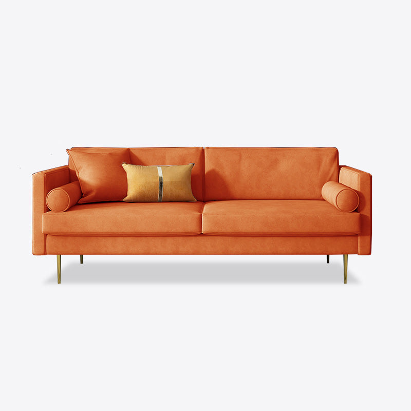 Mid-Century Modern Velvet Loose Back Sofa 31.5" H Square Arm Settee