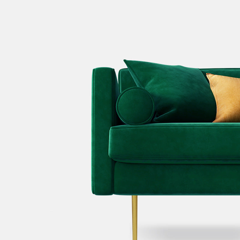 Mid-Century Modern Velvet Loose Back Sofa 31.5" H Square Arm Settee