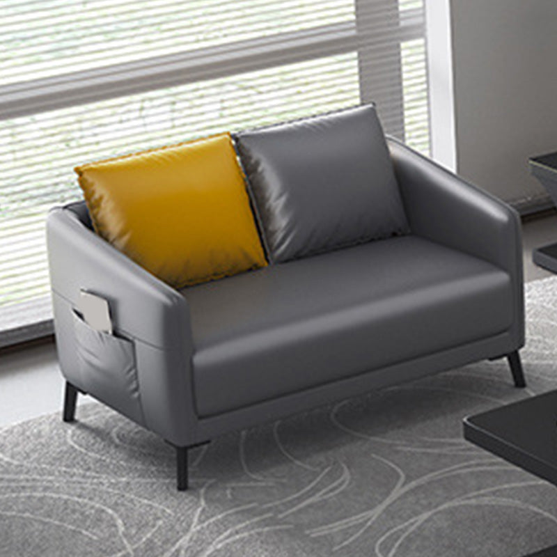 Zeitgenössischer Standardtuxedo Arm Loveat Leder Loveseat mit Kissen
