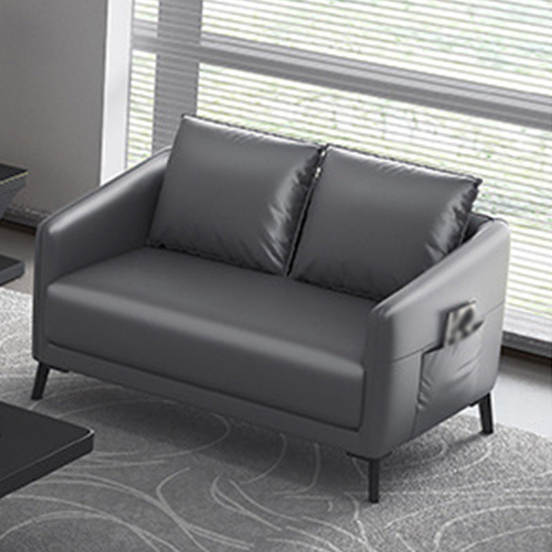 Zeitgenössischer Standardtuxedo Arm Loveat Leder Loveseat mit Kissen