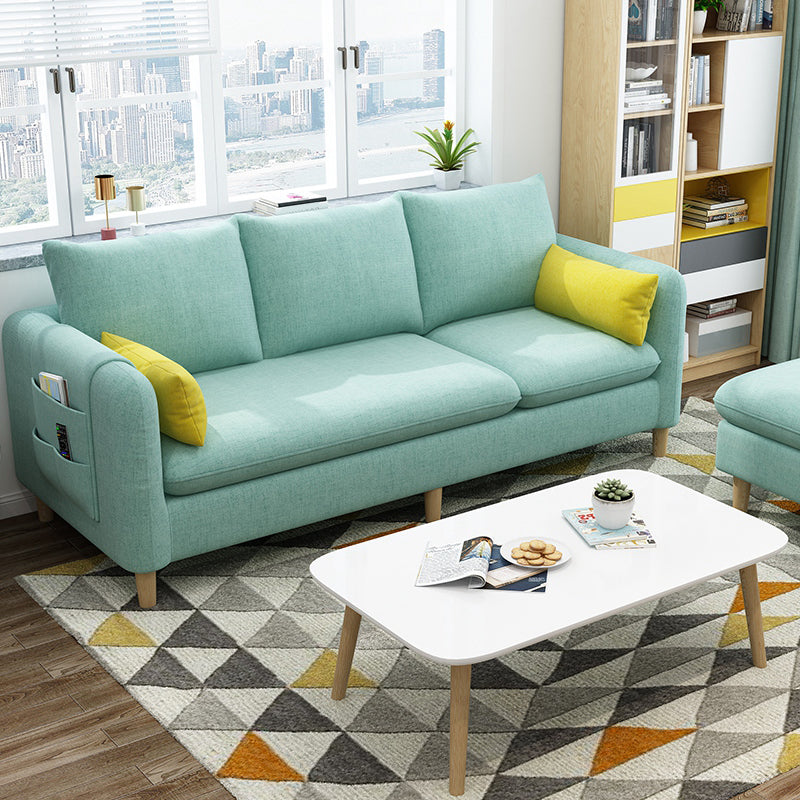 Modern Tuxedo Arm Sofa with Bolster Pillows Standard Sofa with Storage for Living Room