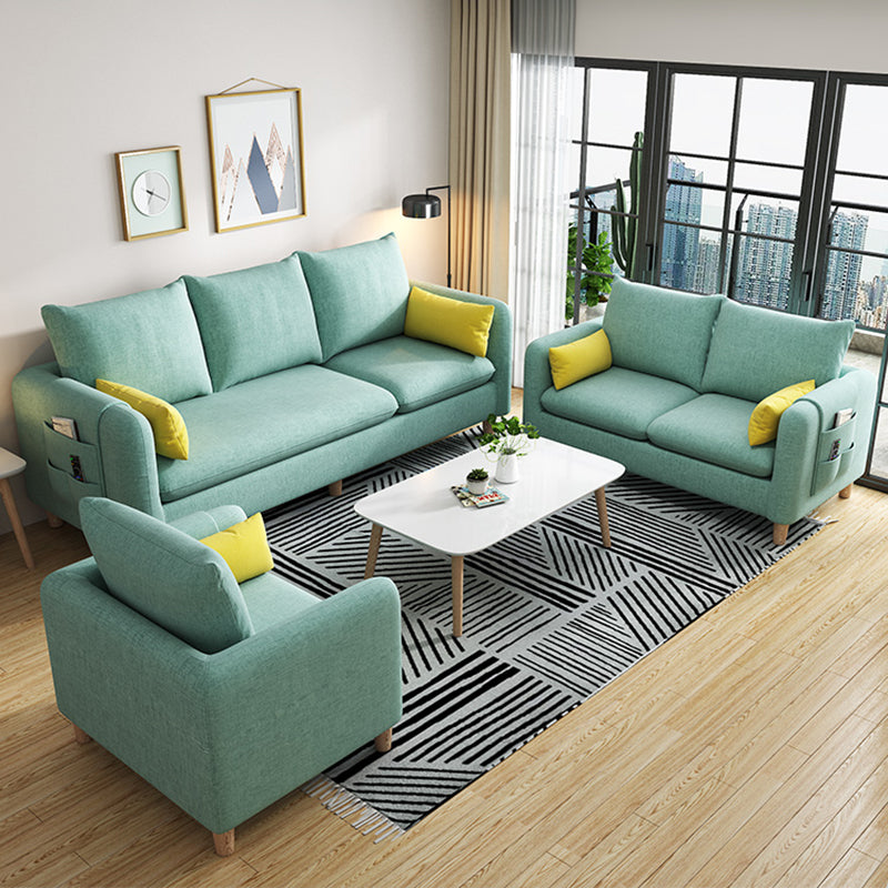 Modern Tuxedo Arm Sofa with Bolster Pillows Standard Sofa with Storage for Living Room