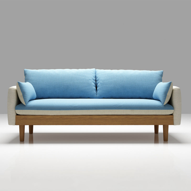 Linen Loose Back Sofa 29.92" High 3-Seat Square Arm Loveseat
