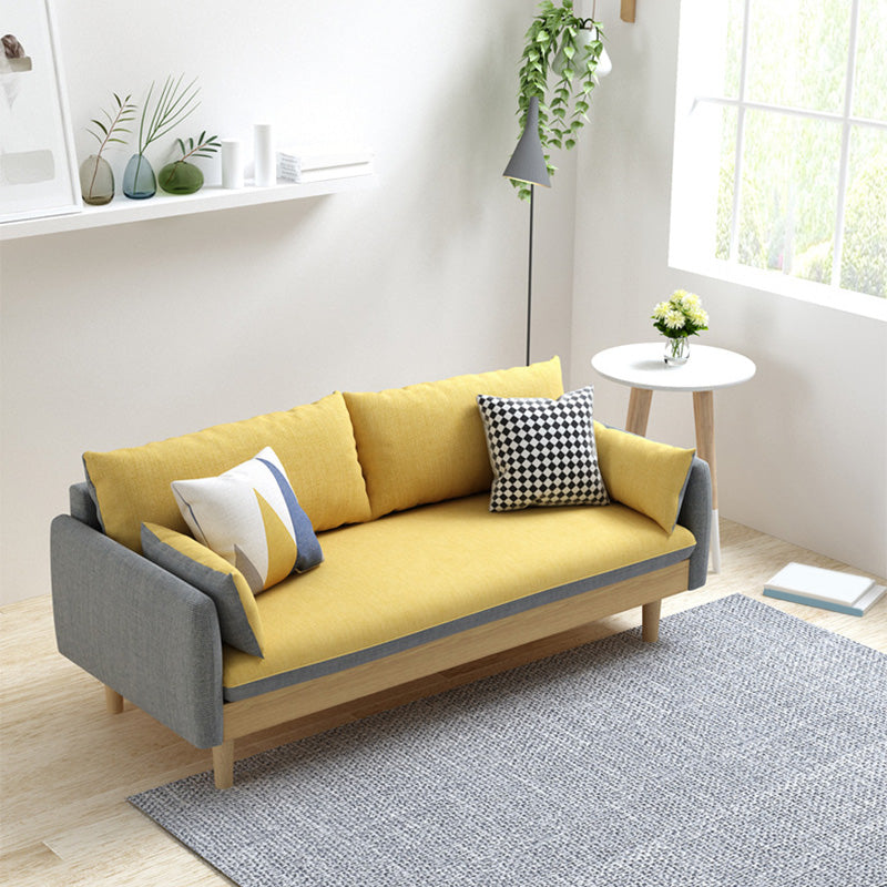 Linen Loose Back Sofa 29.92" High 3-Seat Square Arm Loveseat