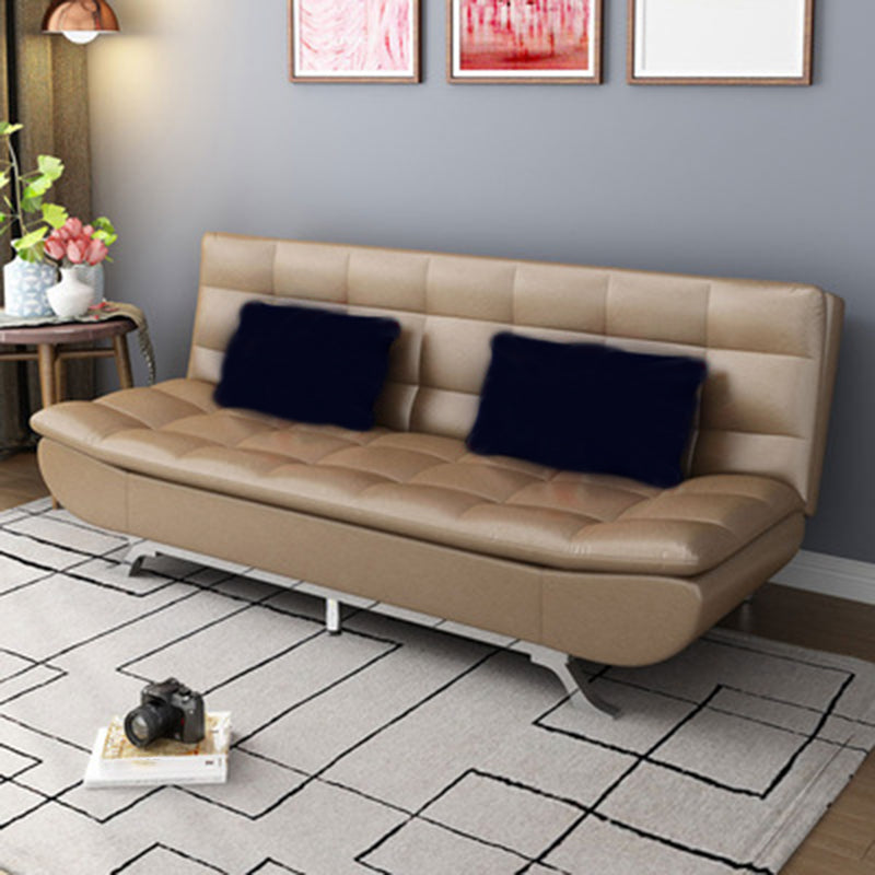 Modern Armless Metal Legs Sofa Faux Leather/Fabric Convertible Sofa