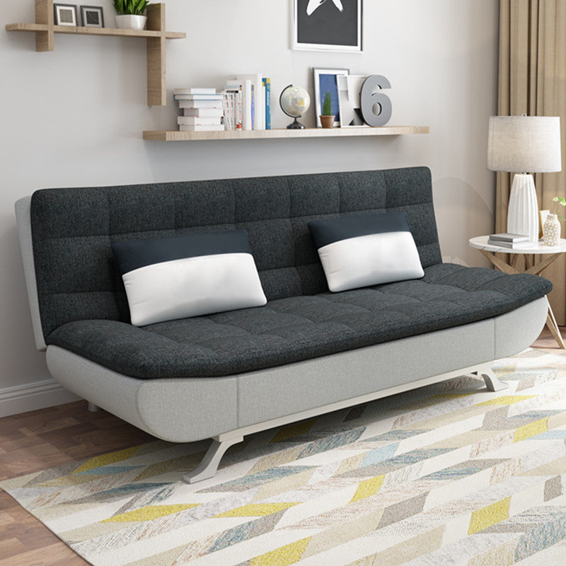 Modern Armless Metal Legs Sofa Faux Leather/Fabric Convertible Sofa