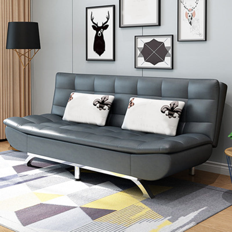 Modern Armless Metal Legs Sofa Faux Leather/Fabric Convertible Sofa