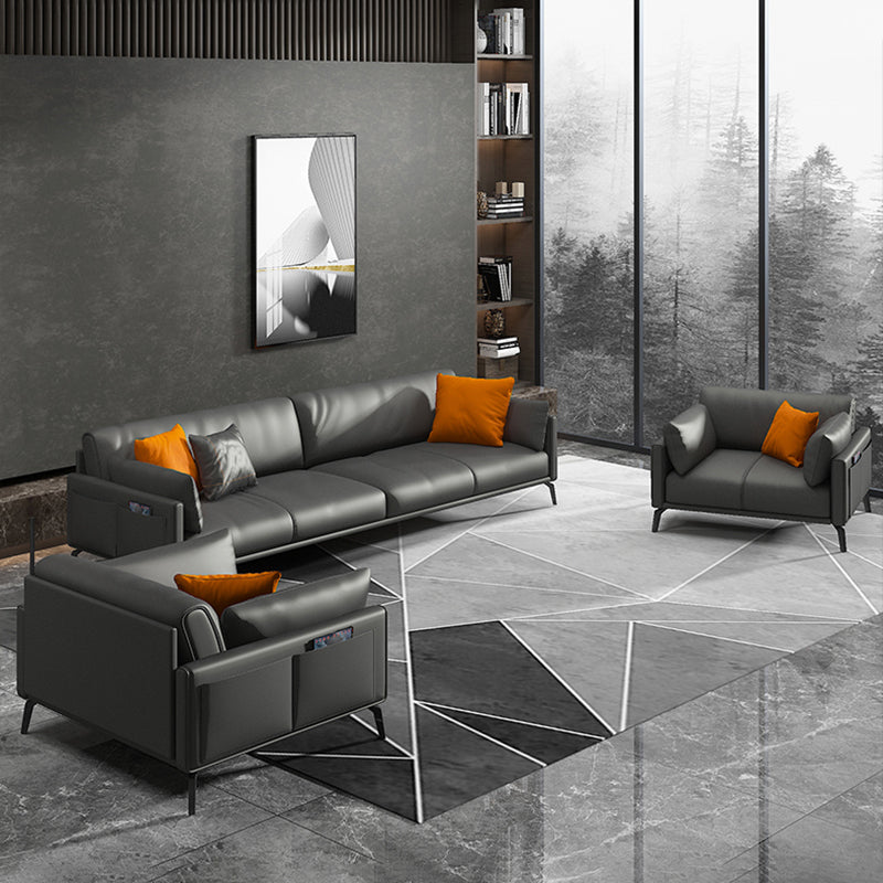 30.31" H Modern Square Arm Sofa With Tight Seat and Loose Back, Brown