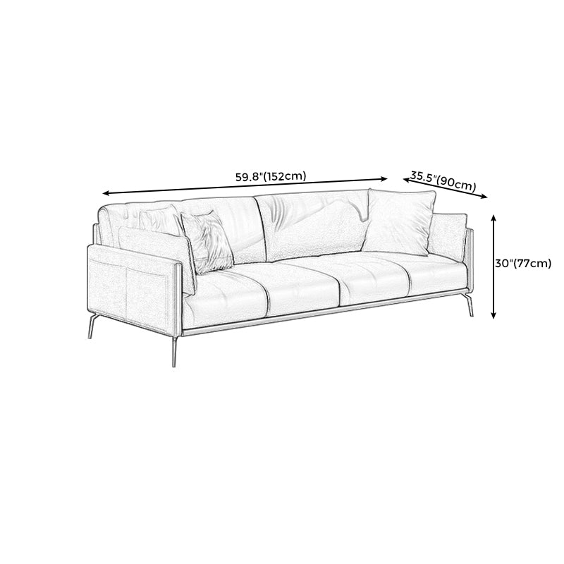 30.31" H Modern Square Arm Sofa With Tight Seat and Loose Back, Brown
