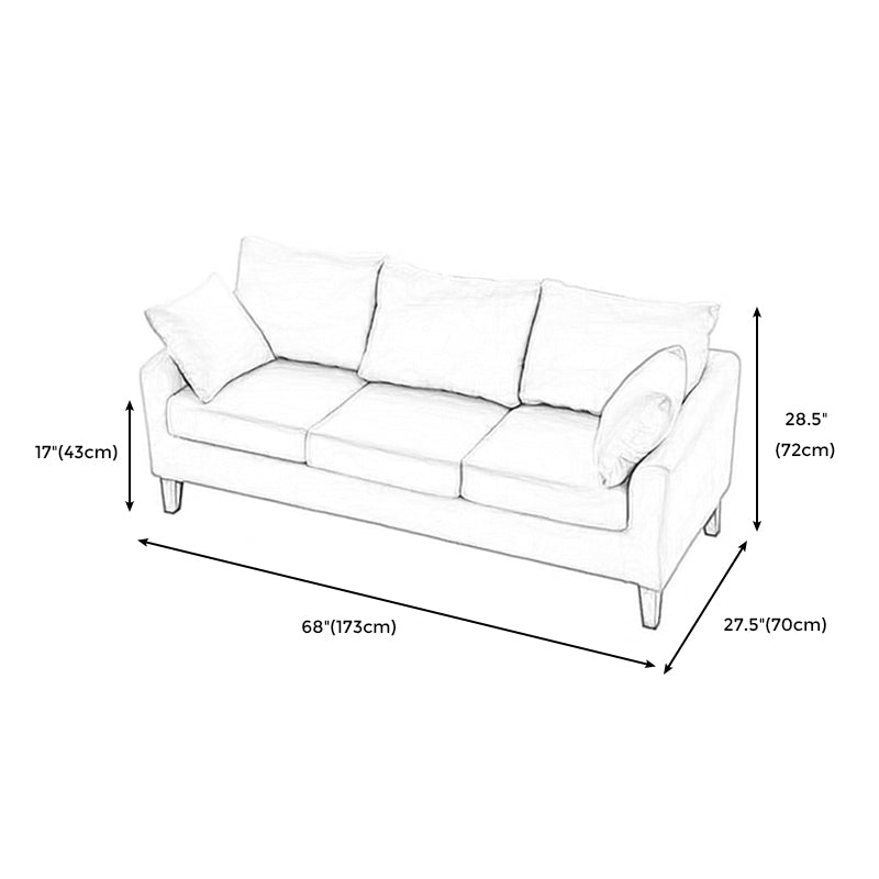3-Seat Cushions Sofa 68.11*27.56*28.35 Slipcovered Square Arm Sofa