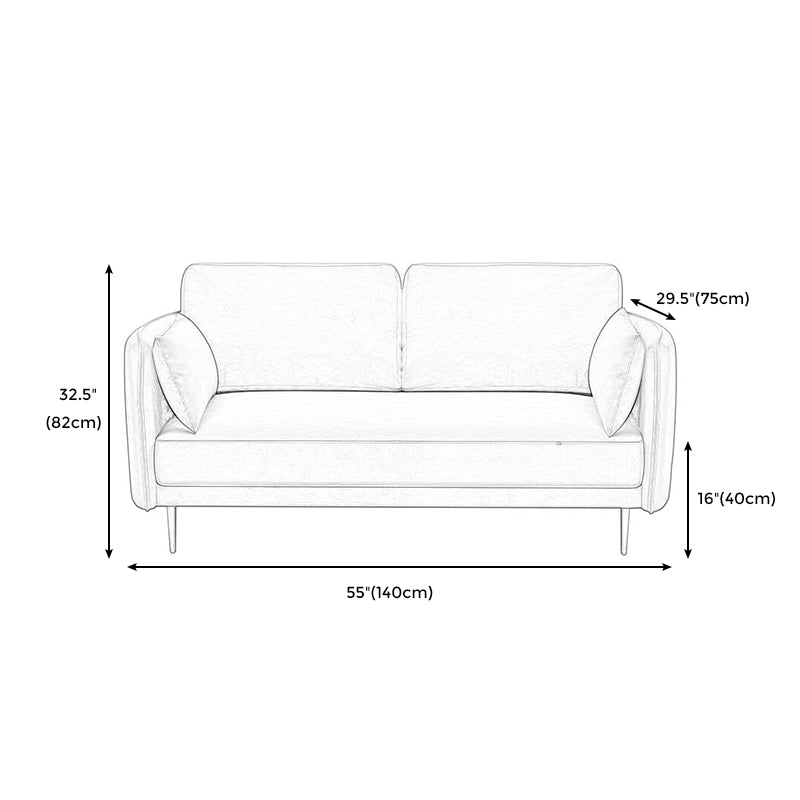 Mid-Century Modern Square Arm Sofa 32.2-In High Cushions Slipcovered Sofa