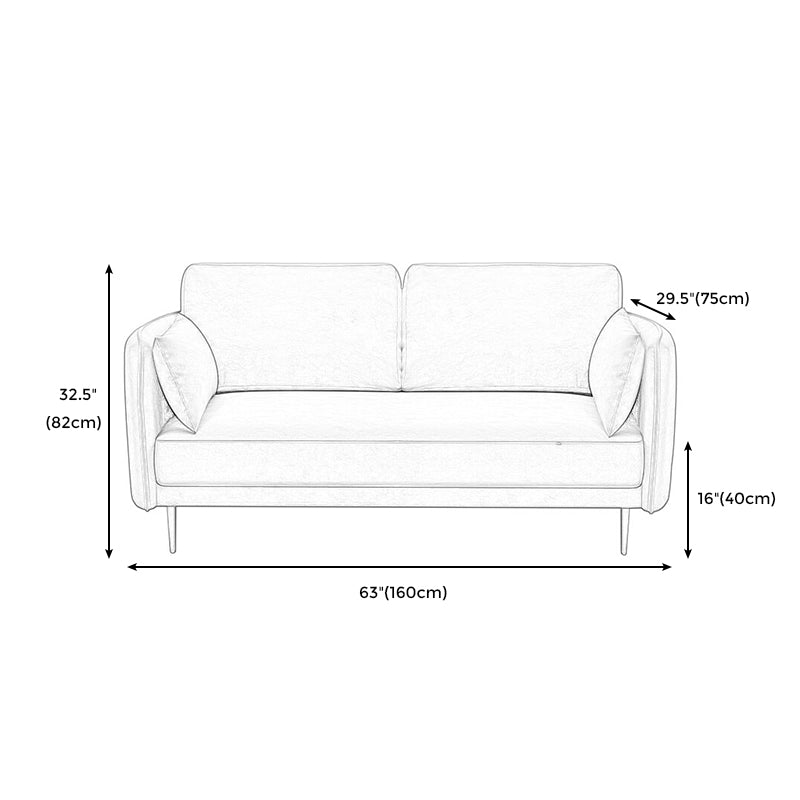 Mid-Century Modern Square Arm Sofa 32.2-In High Cushions Slipcovered Sofa