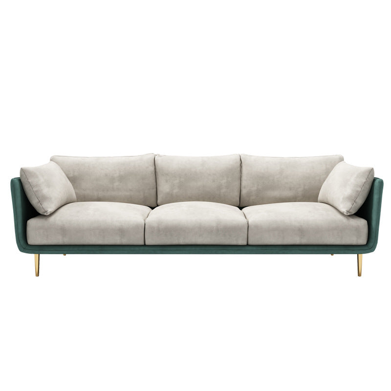 Stain Resistant Square Arm 3/4-Seat Sofa Extra Long Faux Leather Settee