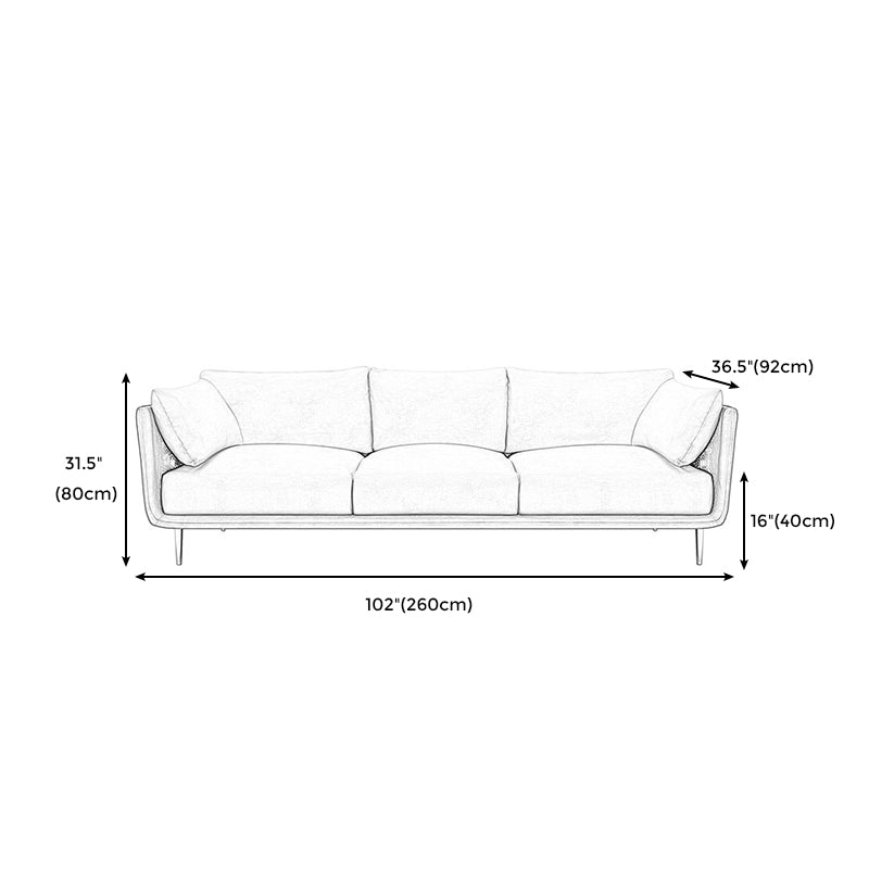Stain Resistant Square Arm 3/4-Seat Sofa Extra Long Faux Leather Settee