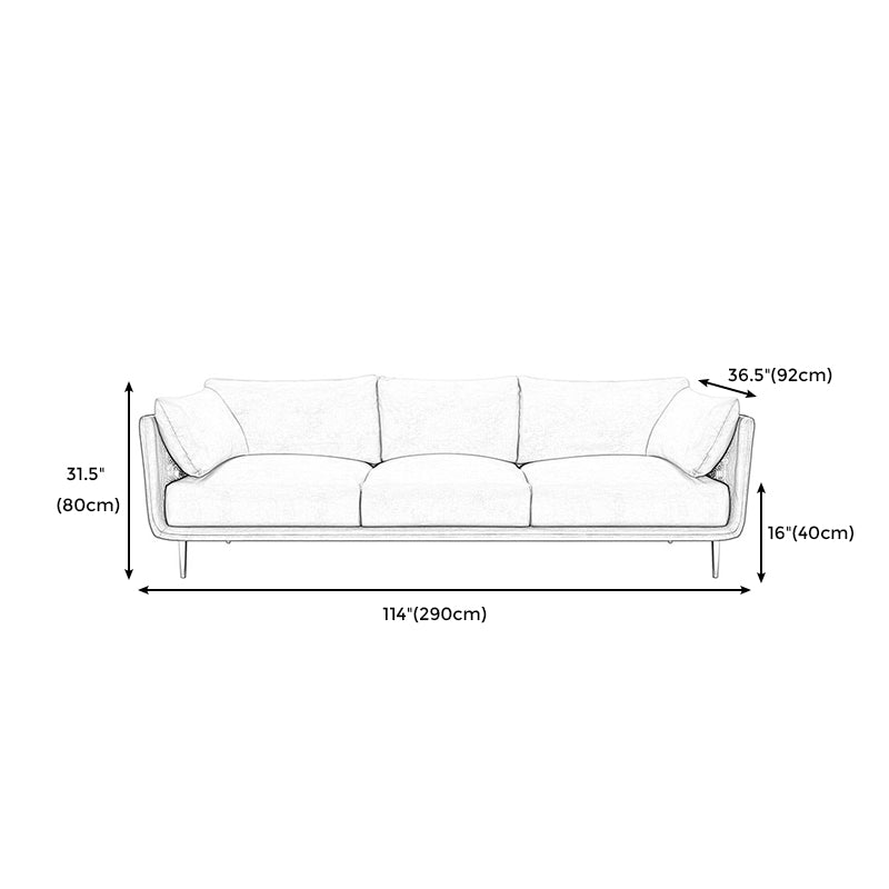 Stain Resistant Square Arm 3/4-Seat Sofa Extra Long Faux Leather Settee