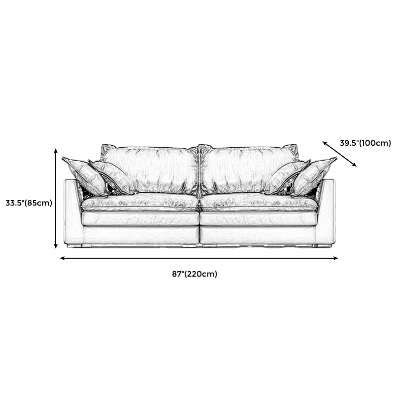 Black Stain Resistant Contemporary Faux Leather Square Arm Sofa with Bolster Pillows