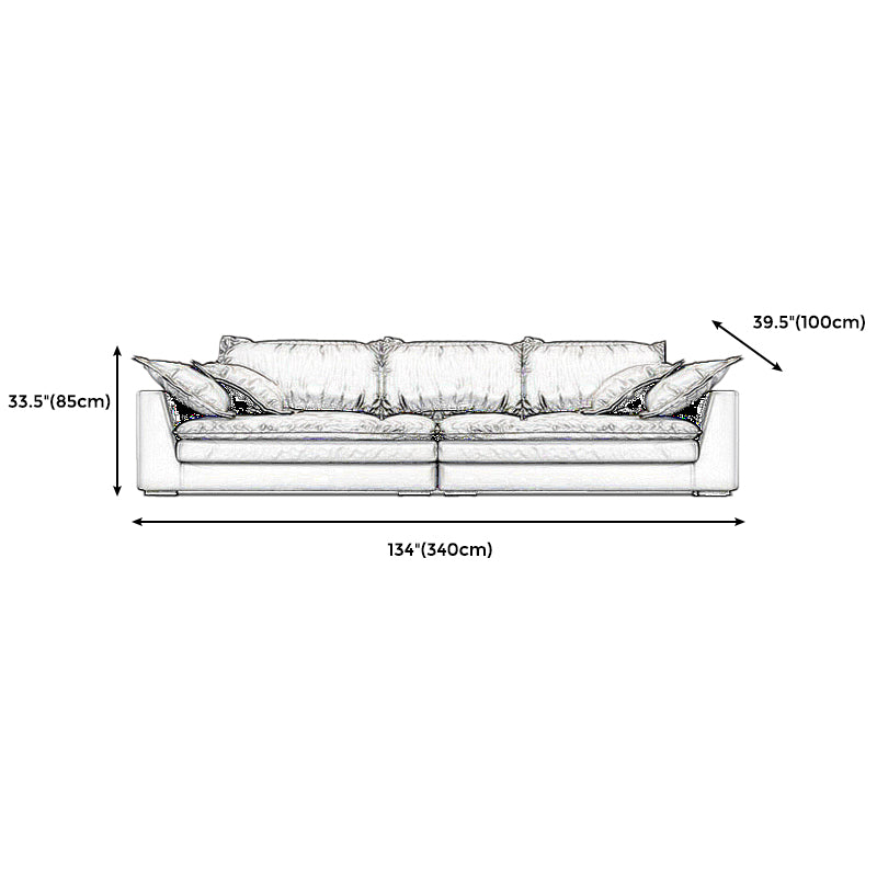 Black Stain Resistant Contemporary Faux Leather Square Arm Sofa with Bolster Pillows