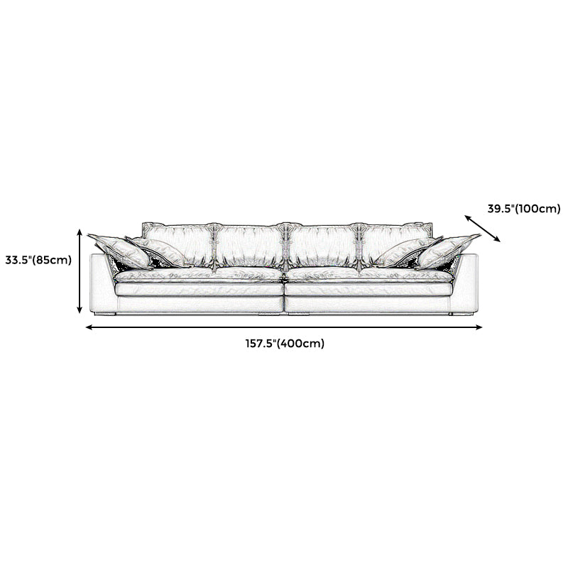 Black Stain Resistant Contemporary Faux Leather Square Arm Sofa with Bolster Pillows